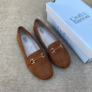Croft & Barrow Frenchhorn Suede Chestnut Brown Slip On Loafer Gold Buckle 6 NEW